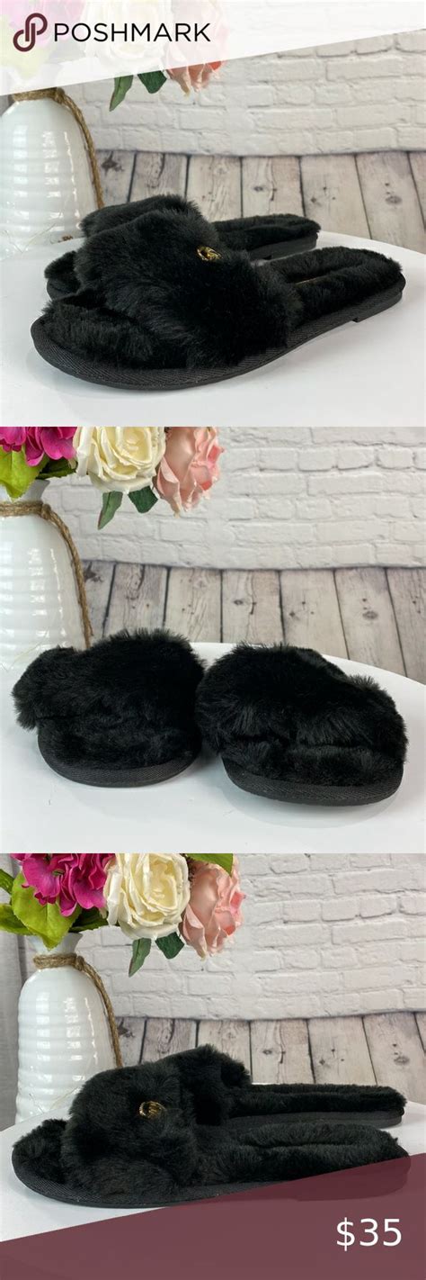 slippers michael kors sale|michael kors black fuzzy slipper.